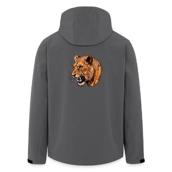 Growling lioness head illustration - Men’s Recycled Softshell Jacket by Stanley/Stella - anthracite - Back - AI Model Male 185 light (185cm)