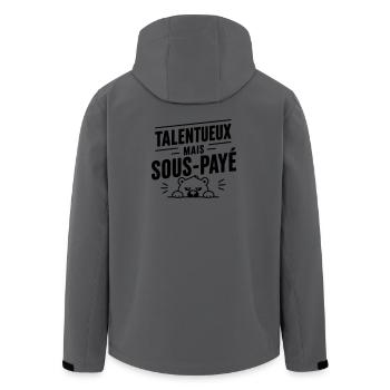 Talentueux mais sous-payé | Humour Travail - Veste softshell homme en polyester recyclé Stanley/Stella - charbon - Dos - AI Model Male 185 light (185cm)