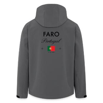 Faro Portugal Coordinates Travel Souvenir - Men’s Recycled Softshell Jacket by Stanley/Stella - anthracite - Back - AI Model Male 185 light (185cm)