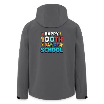 Happy 100th Day of School Teacher Student Gift - Men’s Recycled Softshell Jacket by Stanley/Stella - anthracite - Back - AI Model Male 185 light (185cm)