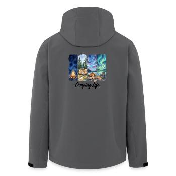 Camping Life Watercolor Adventure with Tent trees - Men’s Recycled Softshell Jacket by Stanley/Stella - anthracite - Back - AI Model Male 185 light (185cm)