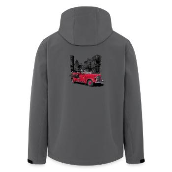 Camion de pompiers New York 1930 - Veste softshell homme en polyester recyclé Stanley/Stella - charbon - Dos - AI Model Male 185 light (185cm)