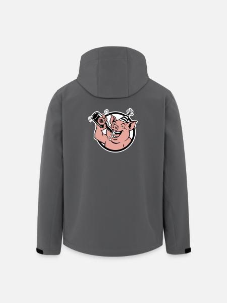 Cochon avec bouteille de célébration - Veste softshell homme en polyester recyclé Stanley/Stella - charbon