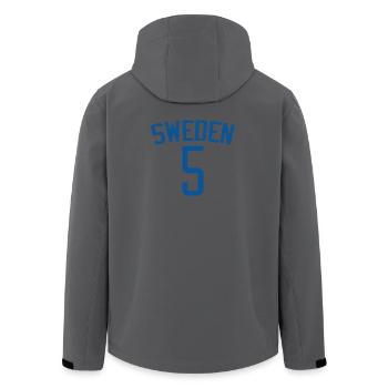 Sweden 5 – Sports Design - Men’s Recycled Softshell Jacket by Stanley/Stella - anthracite - Back - AI Model Male 185 light (185cm)