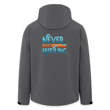 Never Stop Hustling Retro Stripes - Recycelte Männer Softshell-Jacke von Stanley/Stella - Anthrazit - Hinten - AI Model Male 185 light (185cm)
