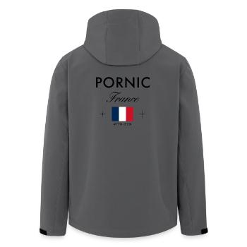 Pornic Frankreich Koordinaten Reise Souvenir - Recycelte Männer Softshell-Jacke von Stanley/Stella - Anthrazit - Hinten - AI Model Male 185 light (185cm)