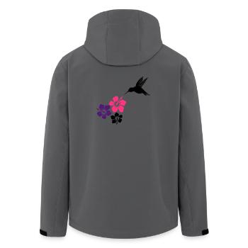 Hummingbird, colibri with hibiscus flowers. - Men’s Recycled Softshell Jacket by Stanley/Stella - anthracite - Back - AI Model Male 185 light (185cm)