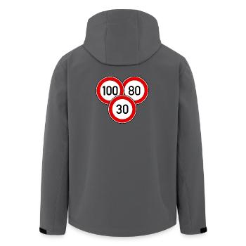 Tempolimit 100 - 80 - 30 - Recycelte Männer Softshell-Jacke von Stanley/Stella - Anthrazit - Hinten - AI Model Male 185 light (185cm)