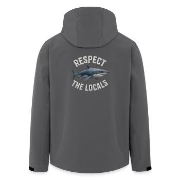 Respect The Locals Weißer Hai Ozean Meeresschutz - Recycelte Männer Softshell-Jacke von Stanley/Stella - Anthrazit - Hinten - AI Model Male 185 light (185cm)
