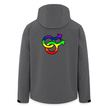 Gender Gay Logo mit Regenbogen - Recycelte Männer Softshell-Jacke von Stanley/Stella - Anthrazit - Hinten - AI Model Male 185 light (185cm)