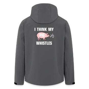 I think my pig whistles - Men’s Recycled Softshell Jacket by Stanley/Stella - anthracite - Back - AI Model Male 185 light (185cm)