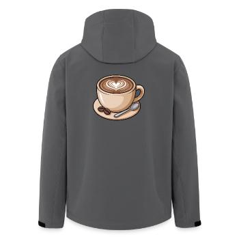 Herzförmige Latte Art Kaffeetasse - Recycelte Männer Softshell-Jacke von Stanley/Stella - Anthrazit - Hinten - AI Model Male 185 light (185cm)