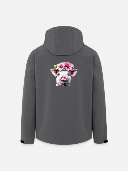 Hibiscus Crown Pig - Men’s Recycled Softshell Jacket by Stanley/Stella - anthracite