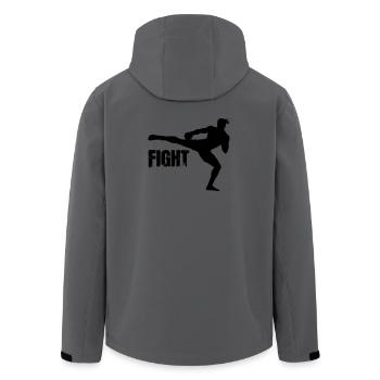 Kickboxer Silhouette mit Text Fight - Recycelte Männer Softshell-Jacke von Stanley/Stella - Anthrazit - Hinten - AI Model Male 185 light (185cm)