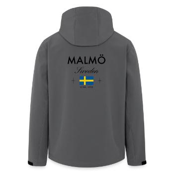 Malmö Sweden Coordinates Travel Souvenir - Men’s Recycled Softshell Jacket by Stanley/Stella - anthracite - Back - AI Model Male 185 light (185cm)