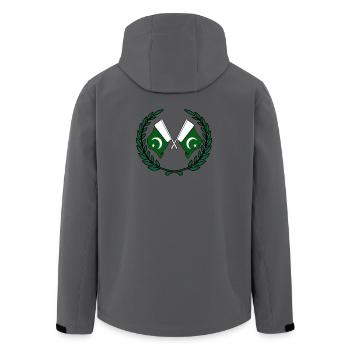 Flaggen Pakistans im Lorbeerkranz - Recycelte Männer Softshell-Jacke von Stanley/Stella - Anthrazit - Hinten - AI Model Male 185 light (185cm)