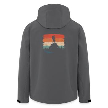 Hiker on Peak Sunset - Men’s Recycled Softshell Jacket by Stanley/Stella - anthracite - Back - AI Model Male 185 light (185cm)