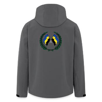 Flaggen der Provinz Gelderland mit Lorbeerkranz - Recycelte Männer Softshell-Jacke von Stanley/Stella - Anthrazit - Hinten - AI Model Male 185 light (185cm)