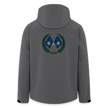 USA Vermont Flaggen im Lorbeerkranz - Recycelte Männer Softshell-Jacke von Stanley/Stella - Anthrazit - Hinten - AI Model Male 185 light (185cm)