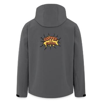 Coffee and Conquer - Men’s Recycled Softshell Jacket by Stanley/Stella - anthracite - Back - AI Model Male 185 light (185cm)