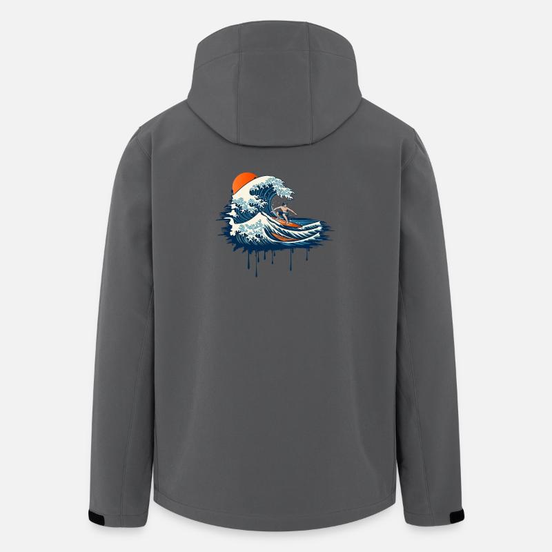 Dynamische Surf Illustration auf kraftvoller Welle - Recycelte Männer Softshell-Jacke von Stanley/Stella - Anthrazit