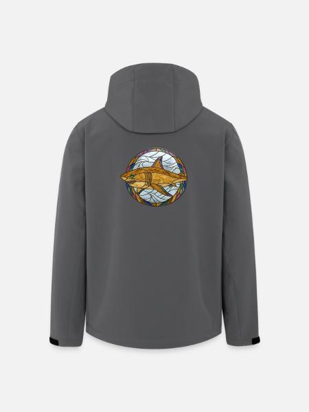 Buntglas-Hai-Mosaik-Illustration - Recycelte Männer Softshell-Jacke von Stanley/Stella - Anthrazit