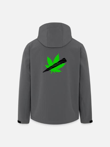 Neon Cannabis Leaf Graphic - Men’s Recycled Softshell Jacket by Stanley/Stella - anthracite