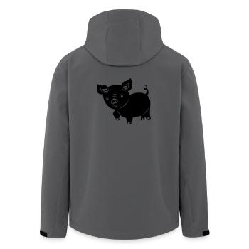 Schwein Ferkel Logo Schattenbild - Recycelte Männer Softshell-Jacke von Stanley/Stella - Anthrazit - Hinten - AI Model Male 185 light (185cm)