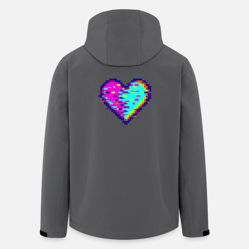 Cœur Glitch Pixel Néon Amour - Veste softshell homme en polyester recyclé Stanley/Stella - charbon