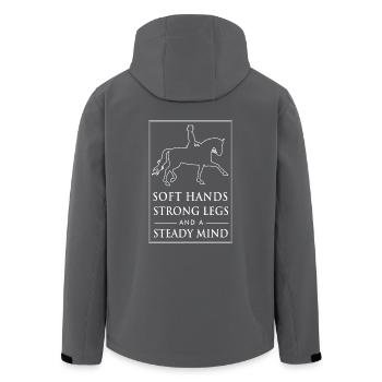 Pferde T-Shirt: Dressurreiten - Recycelte Männer Softshell-Jacke von Stanley/Stella - Anthrazit - Hinten - AI Model Male 185 light (185cm)