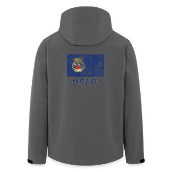 Effet vintage de drapeau Oslo Norvège - Veste softshell homme en polyester recyclé Stanley/Stella - charbon - Dos - AI Model Male 185 light (185cm)