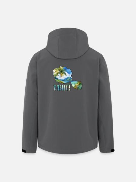 Carte aquarelle Tahiti - Veste softshell homme en polyester recyclé Stanley/Stella - charbon