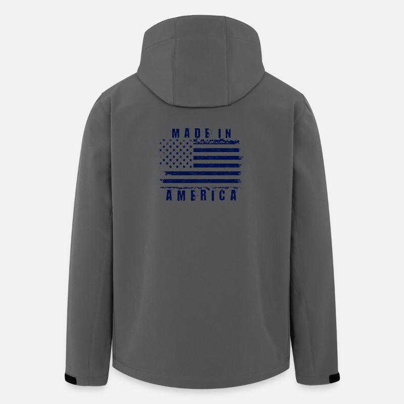 Drapeau américain avec texte stylisé - Veste softshell homme en polyester recyclé Stanley/Stella - charbon