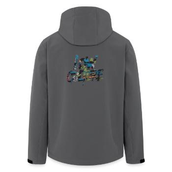 Collage de graffitis de la culture de l’amour - Veste softshell homme en polyester recyclé Stanley/Stella - charbon - Dos - AI Model Male 185 light (185cm)