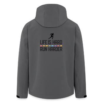 Das Leben ist hart. Laufen Sie härter. - Recycelte Männer Softshell-Jacke von Stanley/Stella - Anthrazit - Hinten - AI Model Male 185 light (185cm)
