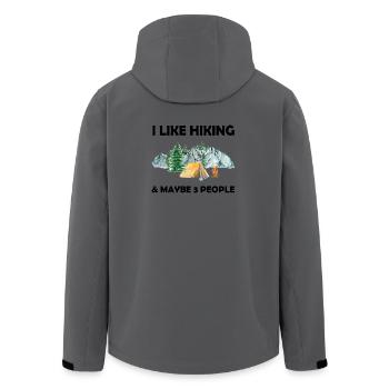 I Like Hiking and Maybe 3 People - Men’s Recycled Softshell Jacket by Stanley/Stella - anthracite - Back - AI Model Male 185 light (185cm)