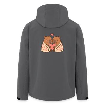 Capybara Couple – Snuggled up with heart motif - Men’s Recycled Softshell Jacket by Stanley/Stella - anthracite - Back - AI Model Male 185 light (185cm)