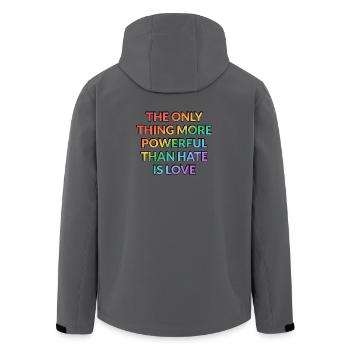Powerful Love Over Hate - Men’s Recycled Softshell Jacket by Stanley/Stella - anthracite - Back - AI Model Male 185 light (185cm)