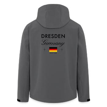 Dresden Deutschland Koordinaten Reise Souvenir - Recycelte Männer Softshell-Jacke von Stanley/Stella - Anthrazit - Hinten - AI Model Male 185 light (185cm)