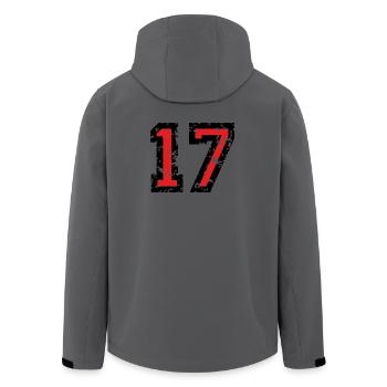 The Number Seventeen - No. 17 (two-color) red - Men’s Recycled Softshell Jacket by Stanley/Stella - anthracite - Back - AI Model Male 185 light (185cm)