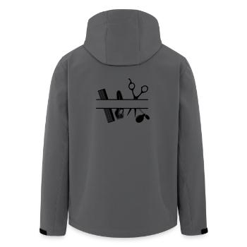 Textbanner für Friseurattribute - Recycelte Männer Softshell-Jacke von Stanley/Stella - Anthrazit - Hinten - AI Model Male 185 light (185cm)