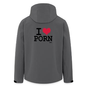 i love porn by wam - Men’s Recycled Softshell Jacket by Stanley/Stella - anthracite - Back - AI Model Male 185 light (185cm)