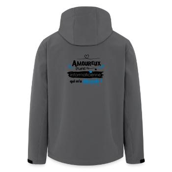 Amoureux d'une informaticienne ! humour geek - Veste softshell homme en polyester recyclé Stanley/Stella - charbon - Dos - AI Model Male 185 light (185cm)