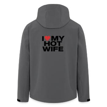 I Love My Hot Wife - Humorous declaration of love - Men’s Recycled Softshell Jacket by Stanley/Stella - anthracite - Back - AI Model Male 185 light (185cm)
