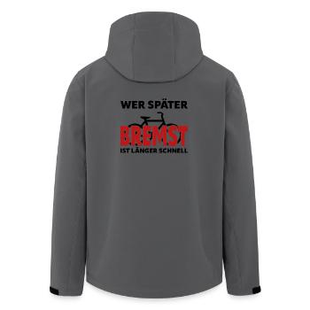 Si tu freines plus tard, tu es plus rapide et plus longtemps - vélo - Veste softshell homme en polyester recyclé Stanley/Stella - charbon - Dos - AI Model Male 185 light (185cm)