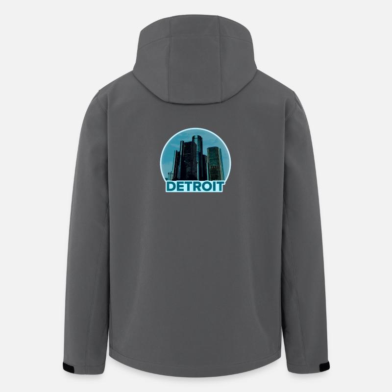 Detroit Skyline Retro Blue Logo - Men’s Recycled Softshell Jacket by Stanley/Stella - anthracite