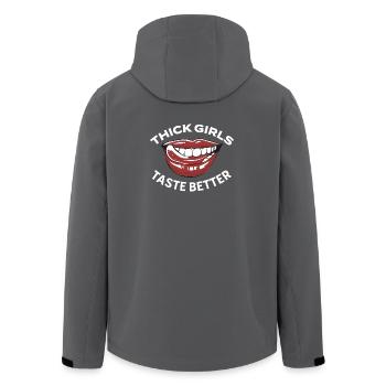 Fat girls taste better, curvy women fat - Men’s Recycled Softshell Jacket by Stanley/Stella - anthracite - Back - AI Model Male 185 light (185cm)