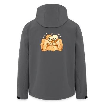 Cozy Skelett Paar auf Sofa – Wärme & Nähe - Recycelte Männer Softshell-Jacke von Stanley/Stella - Anthrazit - Hinten - AI Model Male 185 light (185cm)