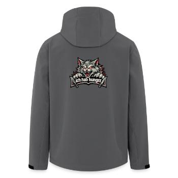Böse Katze mit "Ich hab Hunger" Spruch - Recycelte Männer Softshell-Jacke von Stanley/Stella - Anthrazit - Hinten - AI Model Male 185 light (185cm)