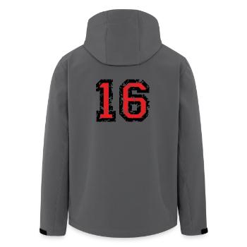 Le numéro seize - No. 16 (deux couleurs) rouge - Veste softshell homme en polyester recyclé Stanley/Stella - charbon - Dos - AI Model Male 185 light (185cm)
